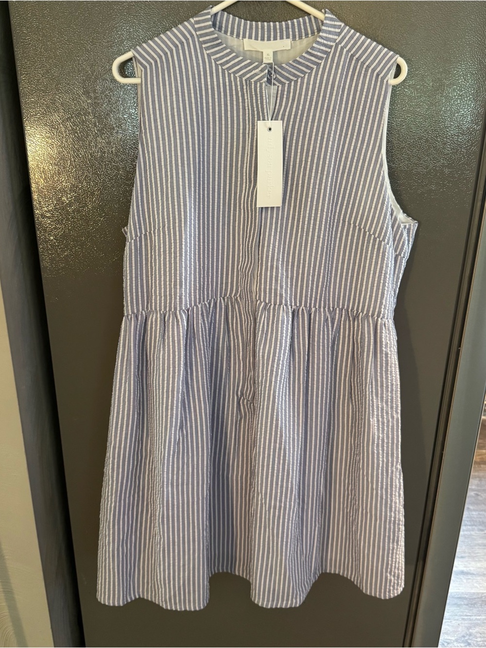 Adyson Parker Blue and White Striped Sleeveless Dress